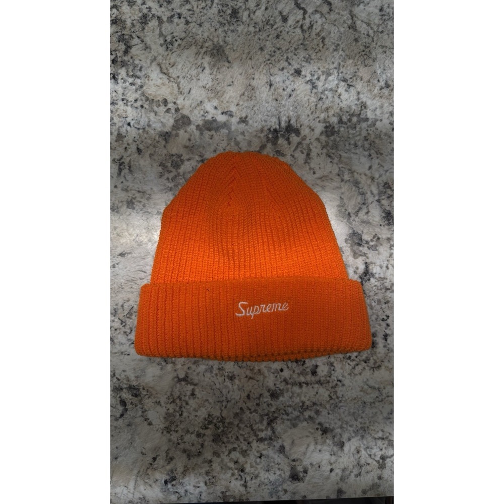 Supreme Beanie Hat Neon Orange Knit Box Logo Loose Gauge Overdyed Watch Cap